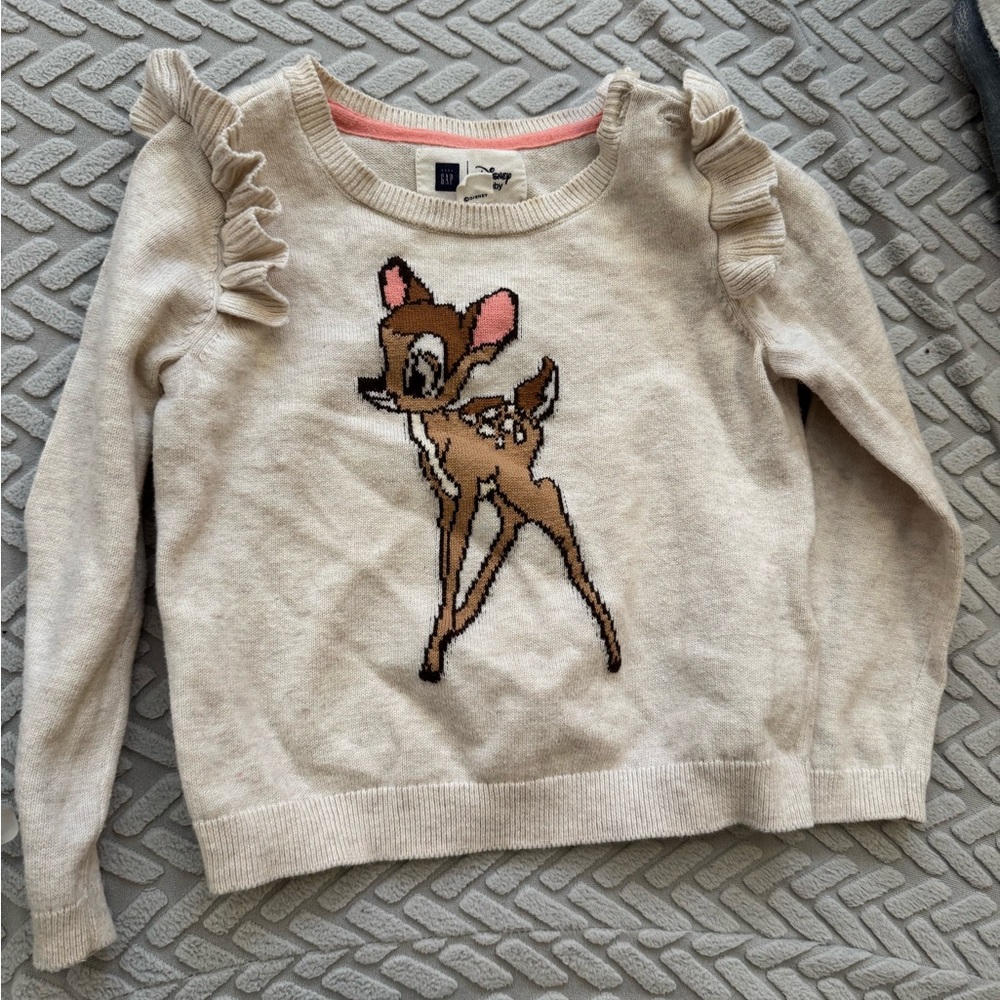 GAP Disney baby Bambi Knit Sweater with Ruffle Shoulders size 18-24 months